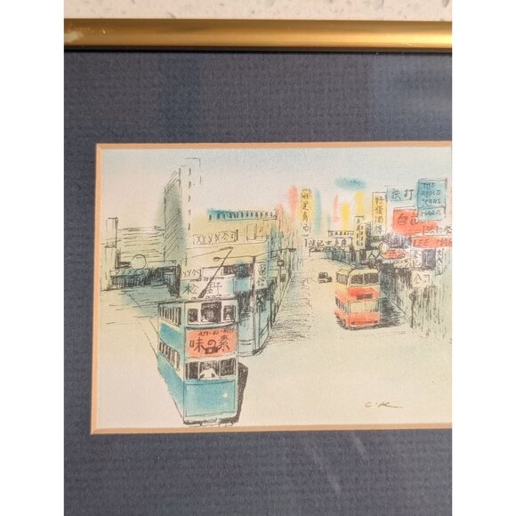 Framed Cityscape Art Watercolor Gold Frame - Picture 11 of 16